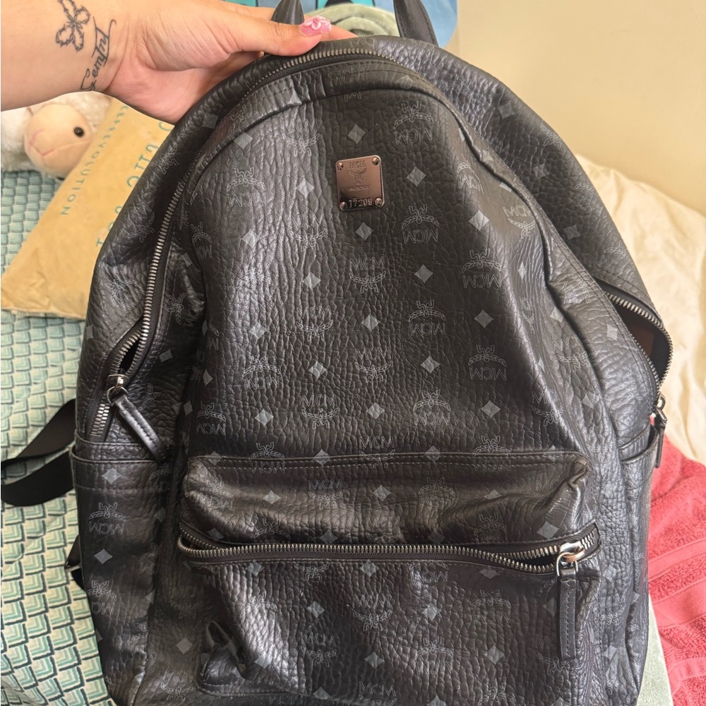 MCM Black Monogram Backpack Leather
